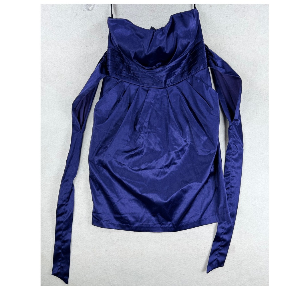 Snap Strapless Satin Mini Dress Purple Pleated‎ Bubble Hem Party Cocktail Size 9